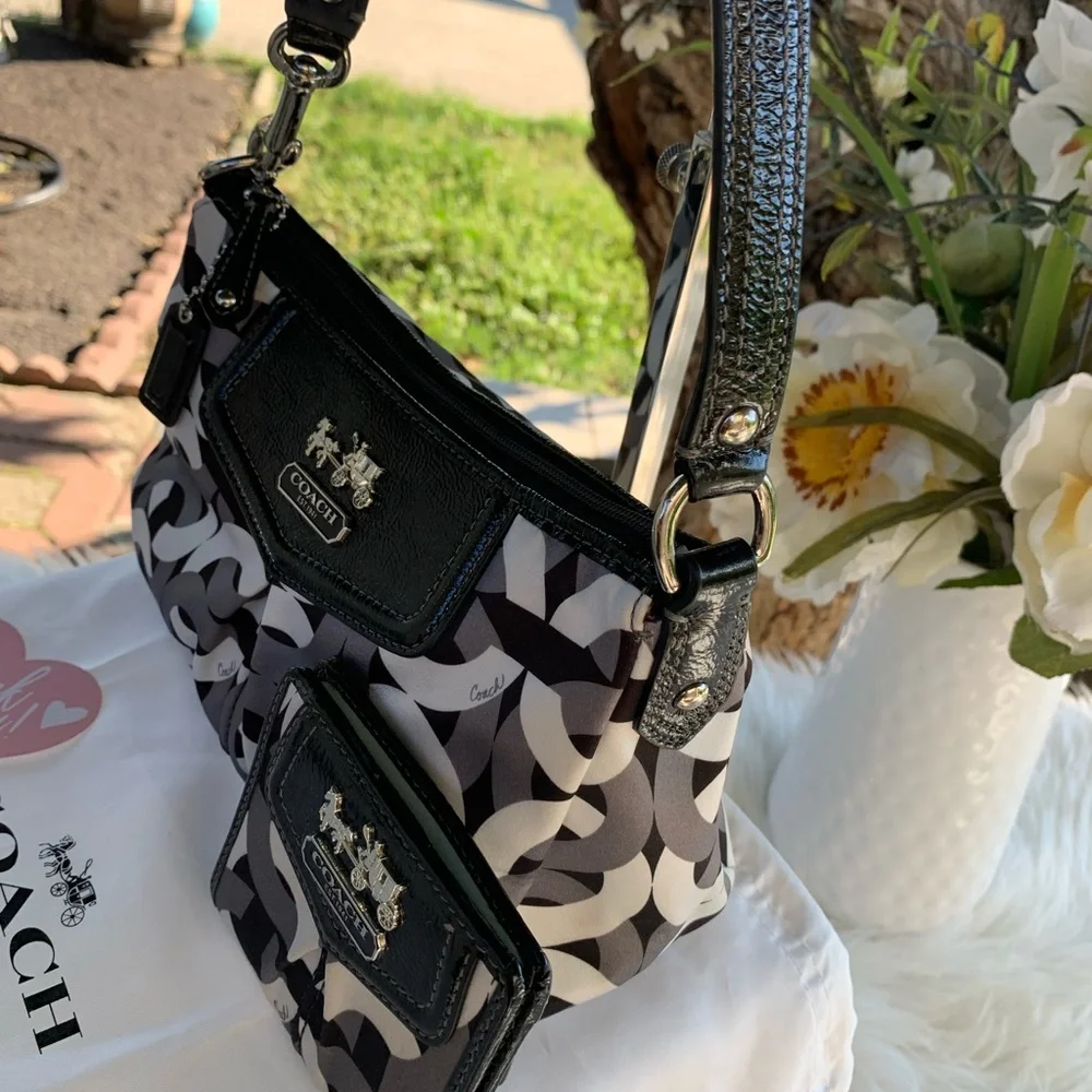 RARE CoachMini Madison Black & Gray Shoulder Bag and Wallet Set - Picture 3 of 7